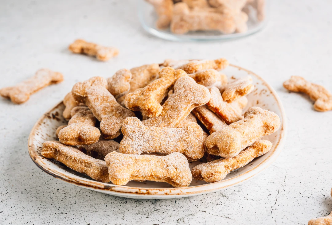 selbst gebackenen Hundekekse liegen auf einem Teller