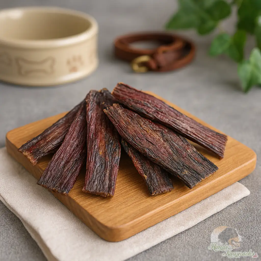 Perfekt für Zahnpflege: Pferde-Dörrfleisch flach 12 cm Pferde-Dörrfleisch für die Zahnpflege des Hundes