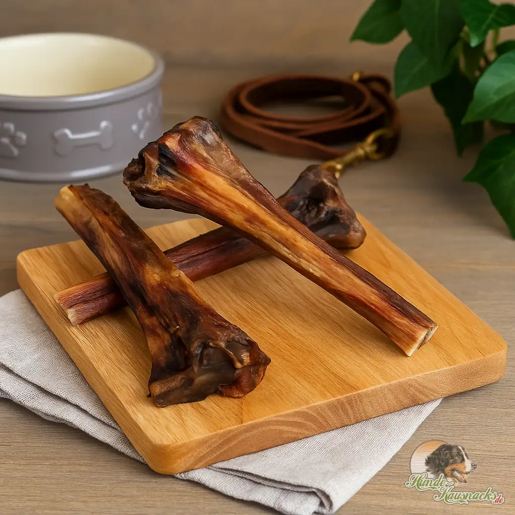 Straußen-Mittelfussknochen groß, 25–28 cm, natürlicher Kausnack für große Hunde.