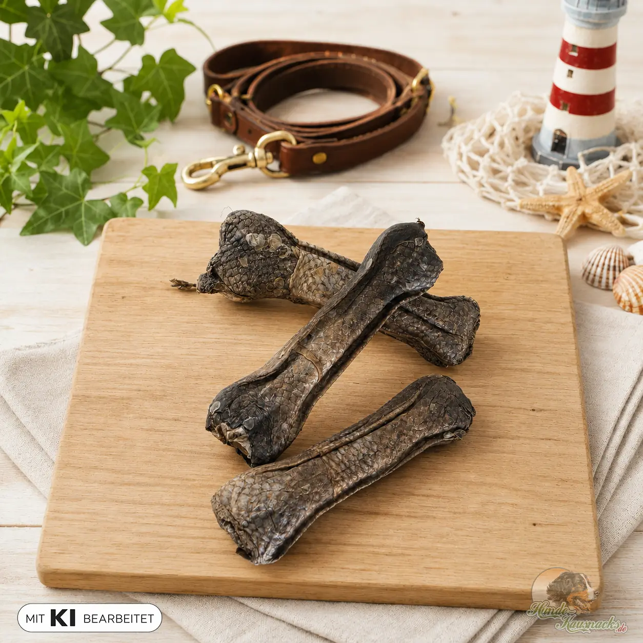 Kauknochen 100% Lachs 17cm – Produktdarstellung teilweise mit KI bearbeitet