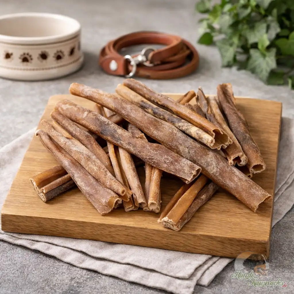 Getrocknete Rehhaut-Rollen als Kauartikel für Hunde