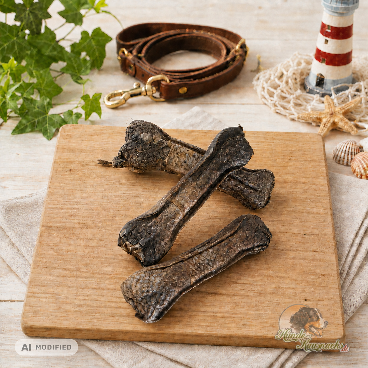 Kauknochen 100% Lachs 17cm – Produktdarstellung teilweise mit KI bearbeitet