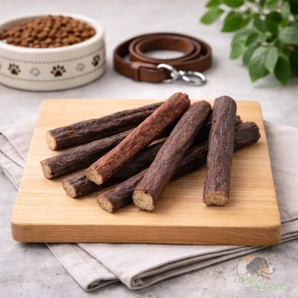 Rehfleisch-Rolls aus 100% Rehfleisch als Hundesnack und Belohnungshappen