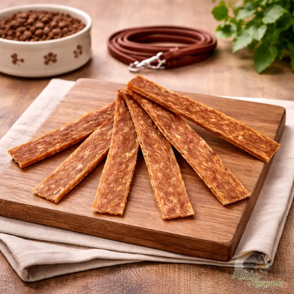 Hirschhautstreifen 12cm aus 100% Hirschhaut, naturbelassener Kausnack für Hunde