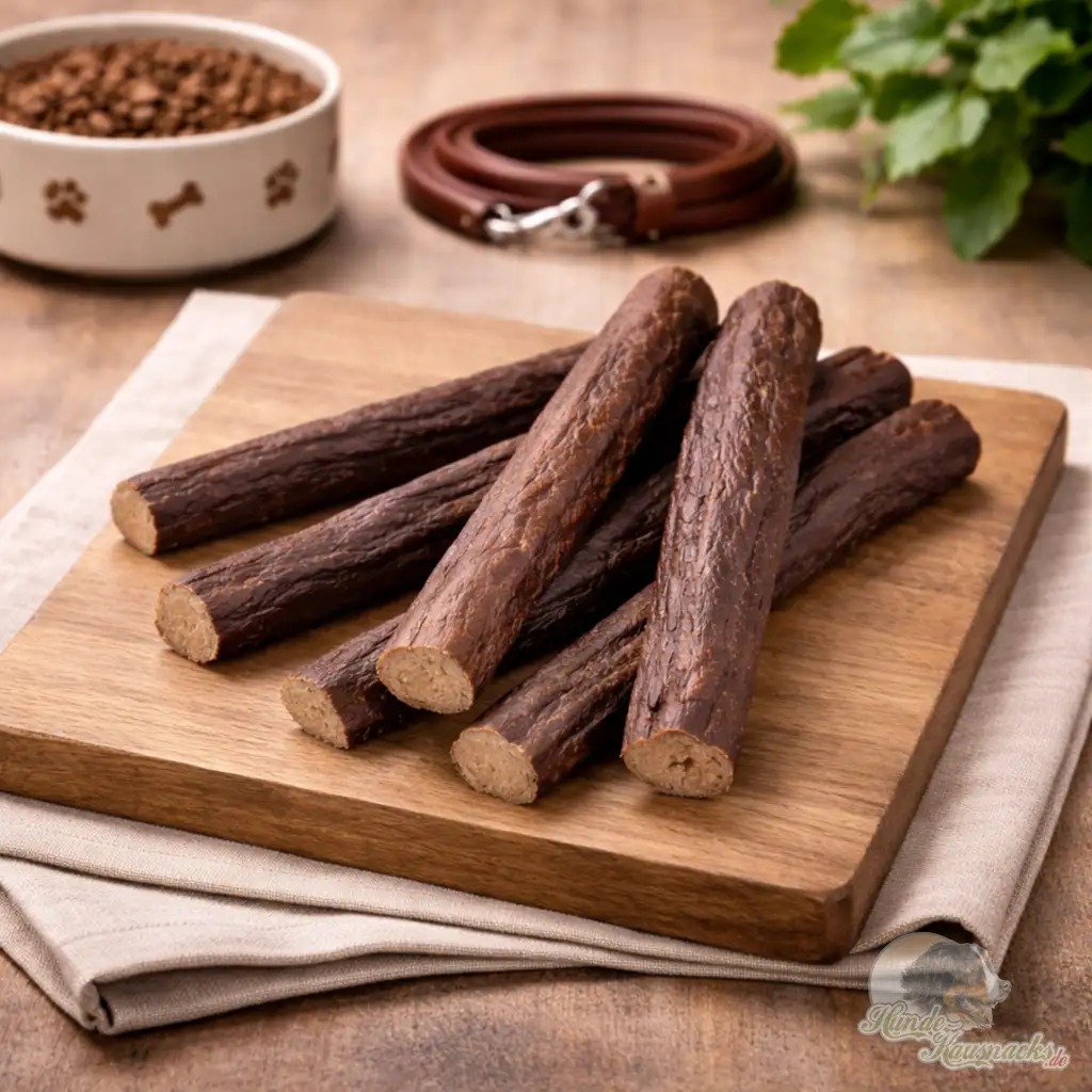 Hirschfleisch-Rolls aus 100% Hirsch-Muskelfleisch, hypoallergener Hundesnack für Allergiker