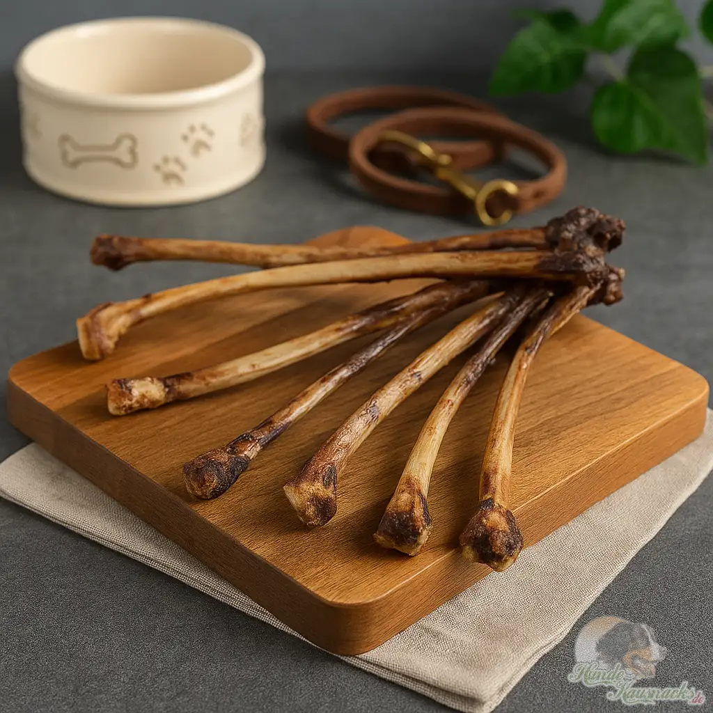 Straußen-Wings Flügelknochen, ca. 30–35 cm, natürlicher Kausnack mit Mark, ideal für mittelgroße und große Hunde.
