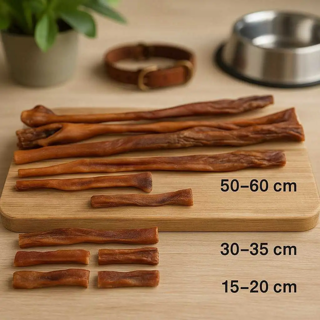Rinderkopfhaut für Hunde – verschiedene Längen 15–20 cm, 30–35 cm, 50–60 cm – natürlicher Kausnack aus 100 % Rind