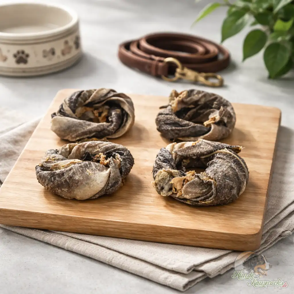 Dorschhaut-Donuts Größe S, fettarmer Kausnack, 2% Fett