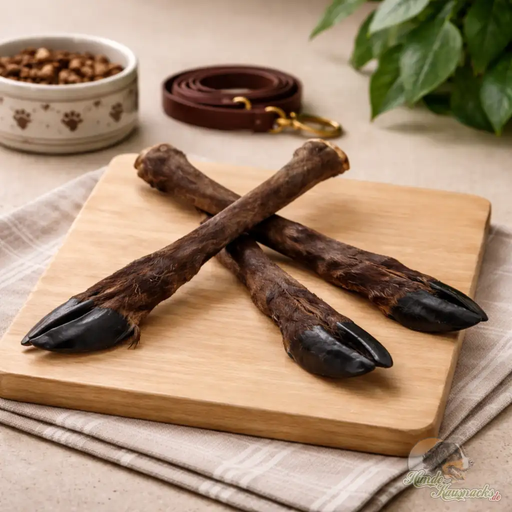 Hirschunterbein mit Fell und Huf, sehr harter Kauartikel für Hunde, ca. 300–450 gr. pro Stück