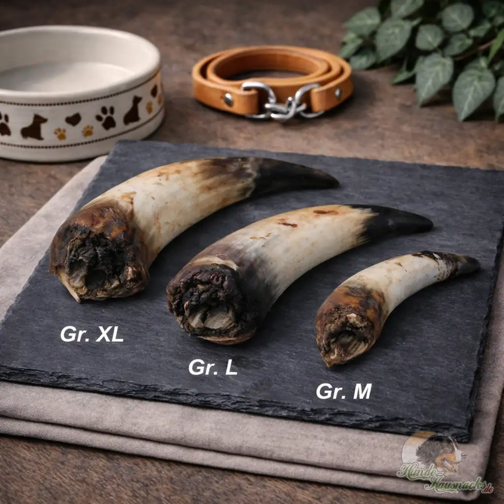 Größenvergleich Rinderhorn Kausnack