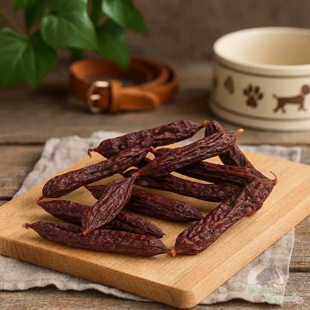 Getrocknete Endloswürstchen aus 100% Lamm als Belohnungssnack für Hunde