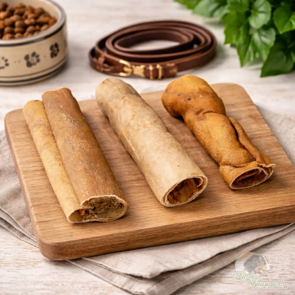 Rinderhaut-Rollen 15 cm Gr.M als natürlicher Kausnack für Hunde, EU-Qualität