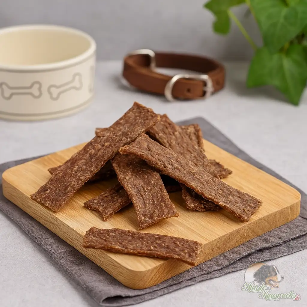 Getrocknete Lamm-Fleischstreifen (Natur) als Kau- und Trainingssnack für Hunde, gut portionierbar