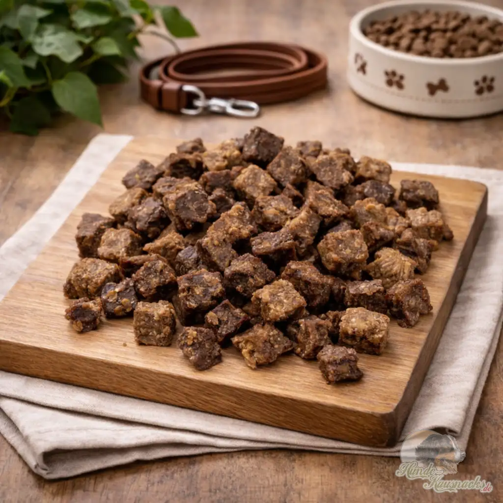 Mini-Trainingswürfel aus 100% Hirschfleisch, kleine Belohnungshappen als Hundesnack fürs Training