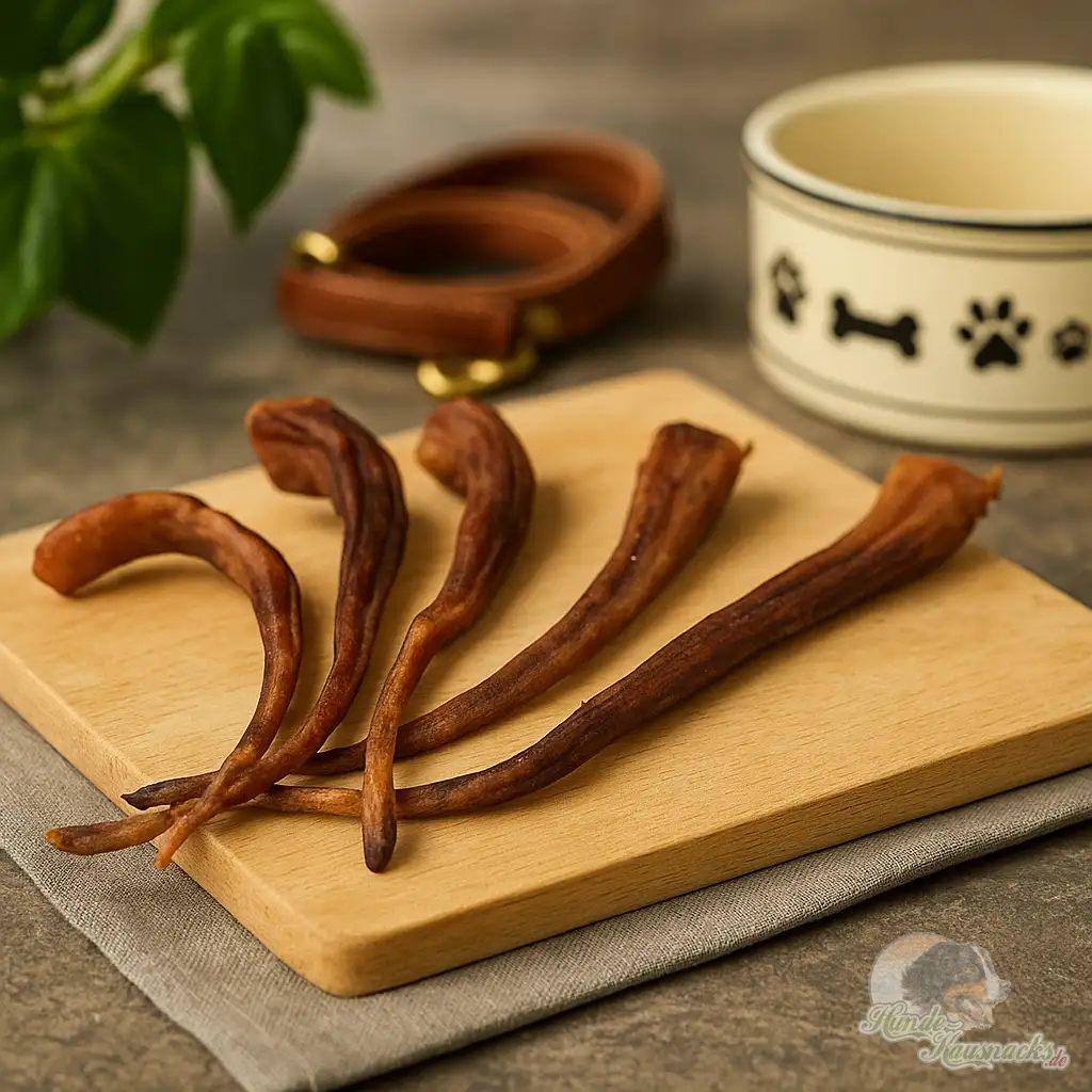 Schweineschwänze, getrockneter Kausnack für Hunde.