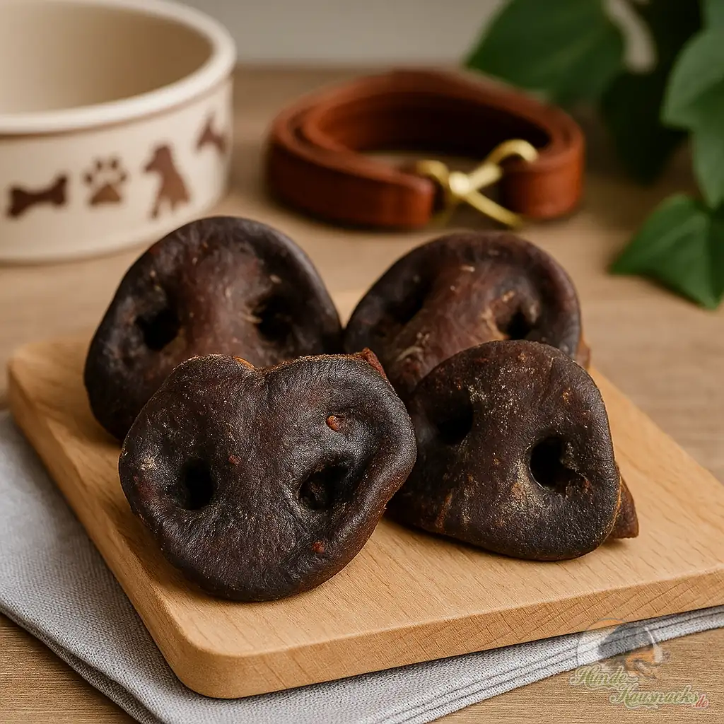 Schweinenasen, getrockneter Kauartikel für Hunde.