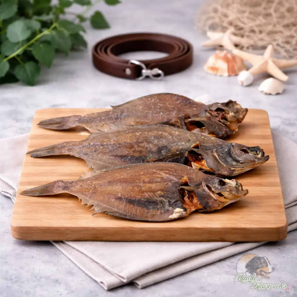 Ganze Flunder getrocknet, 10–20 cm Hundesnack aus Fisch, natürlicher Kausnack für Hunde