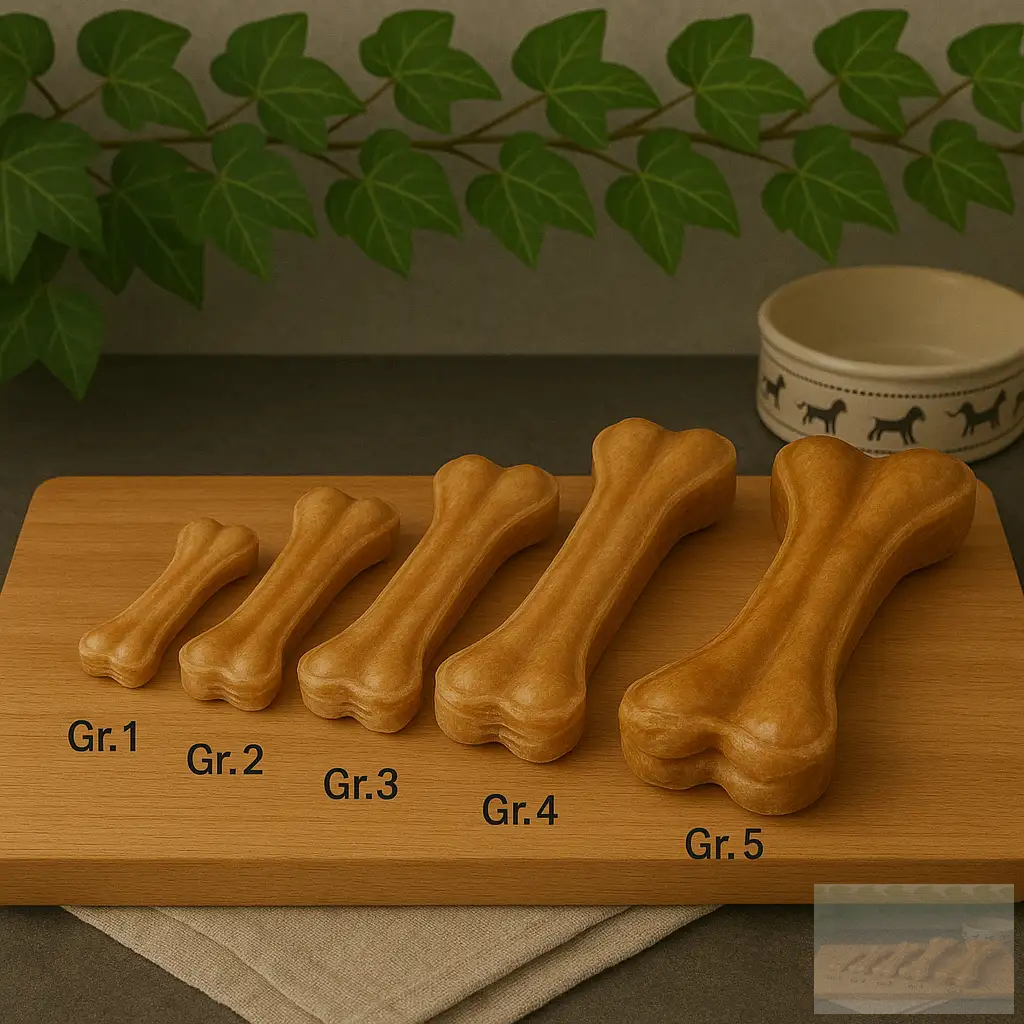 Größenvergleich Kauknochen aus Rinderhaut