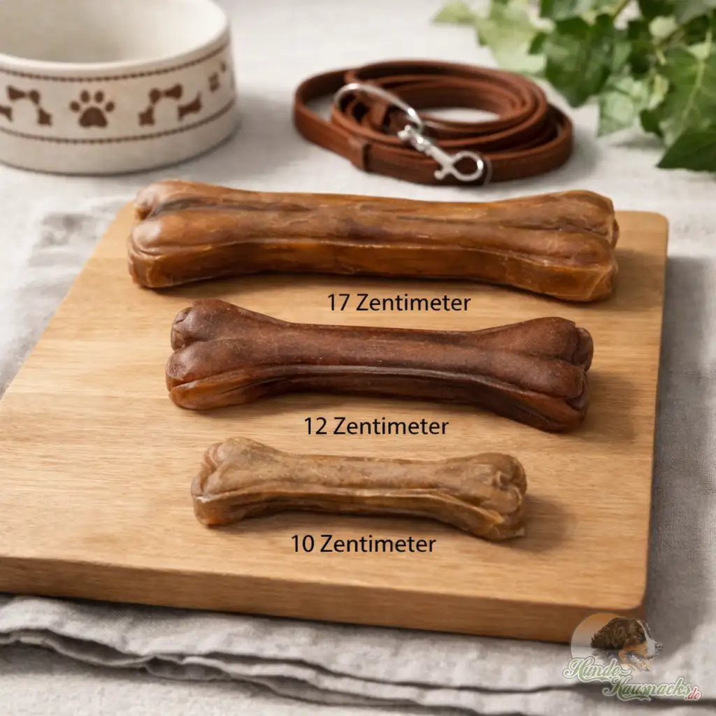 Größenvergleich Pferdehaut-Kauknochen