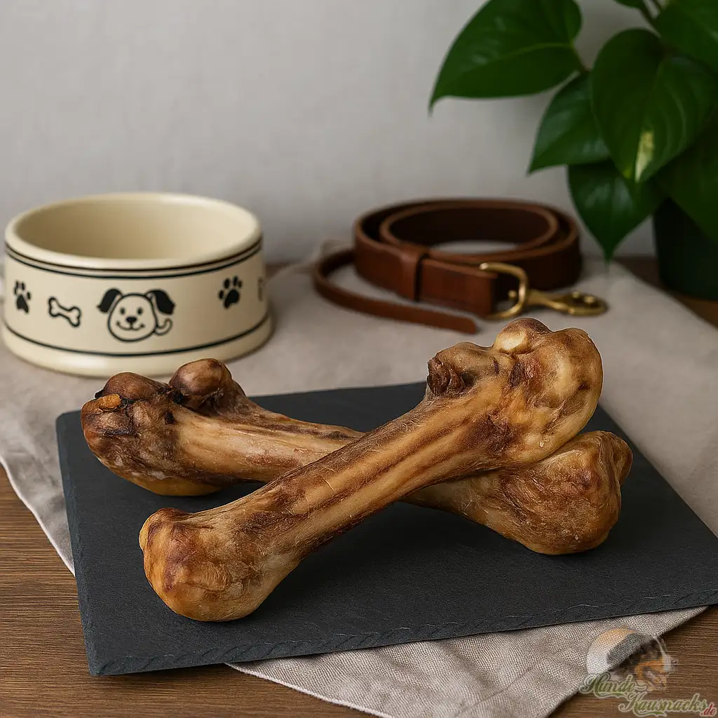 Straußenknochen Gr.XL, 30 cm, robuster Kausnack ohne Mark für große Hunde.