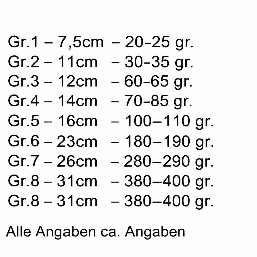 Größentabelle Kauknochen Rinderhaut Kauartikel | Hunde-Kausnacks.de