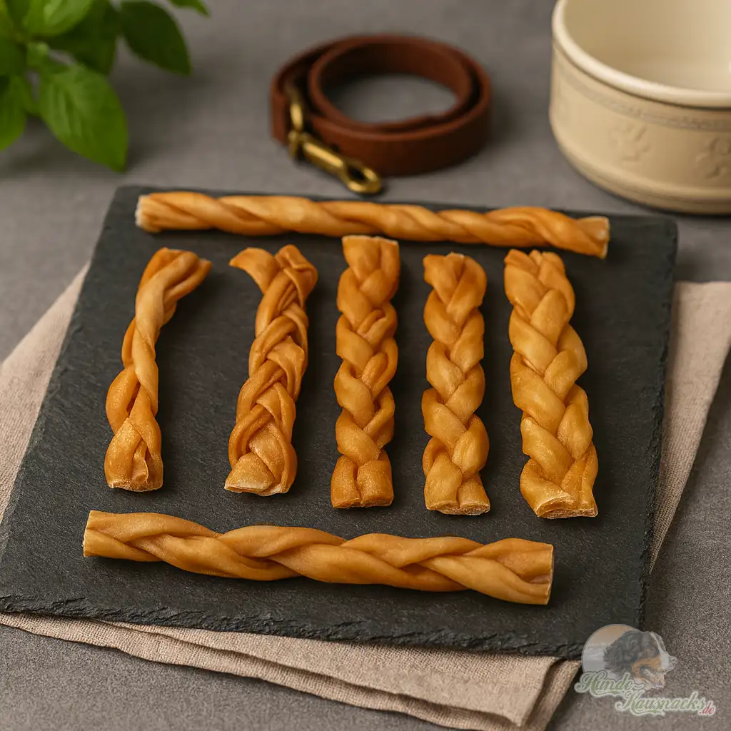 Großer Pferdehaut-Zopf, geflochtener Hundekauartikel, naturbelassen