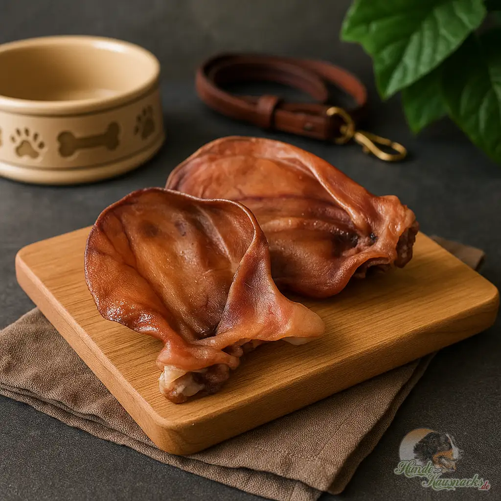 Schweineohren mit Muschel, großer Kausnack für Hunde, 80–100 g pro Stück.