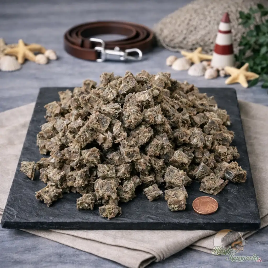 Mini-Trainingswürfel aus Dorschhaut als Belohnungshappen für Hunde