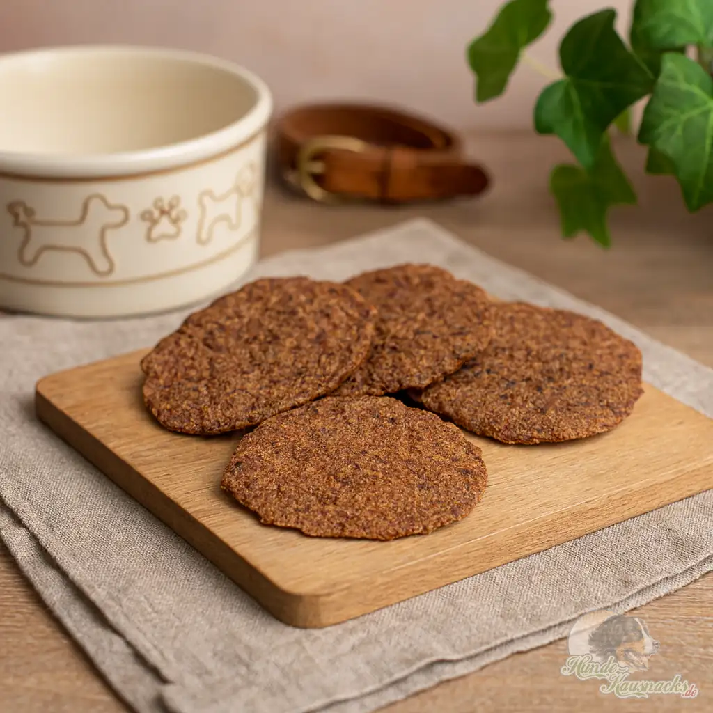 Getrocknete Burger aus 100% Lammfleisch als knackiger Kau- und Trainingssnack für Hunde