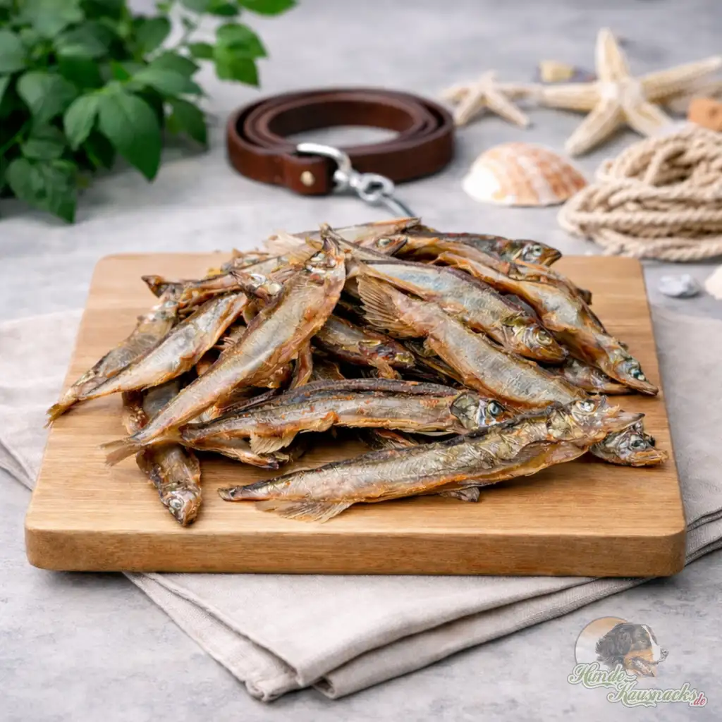 Getrocknete Lodde ganze Fische als Hundeleckerli, weich und ideal fürs Training