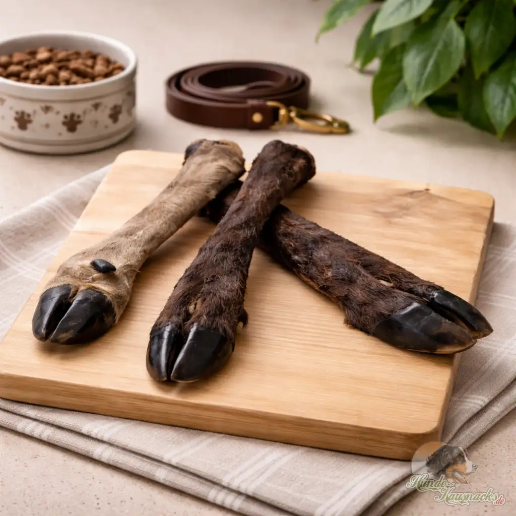 Hirschunterbein mit Fell und Huf, sehr harter Kauartikel für Hunde, ca. 500–750 gr. pro Stück