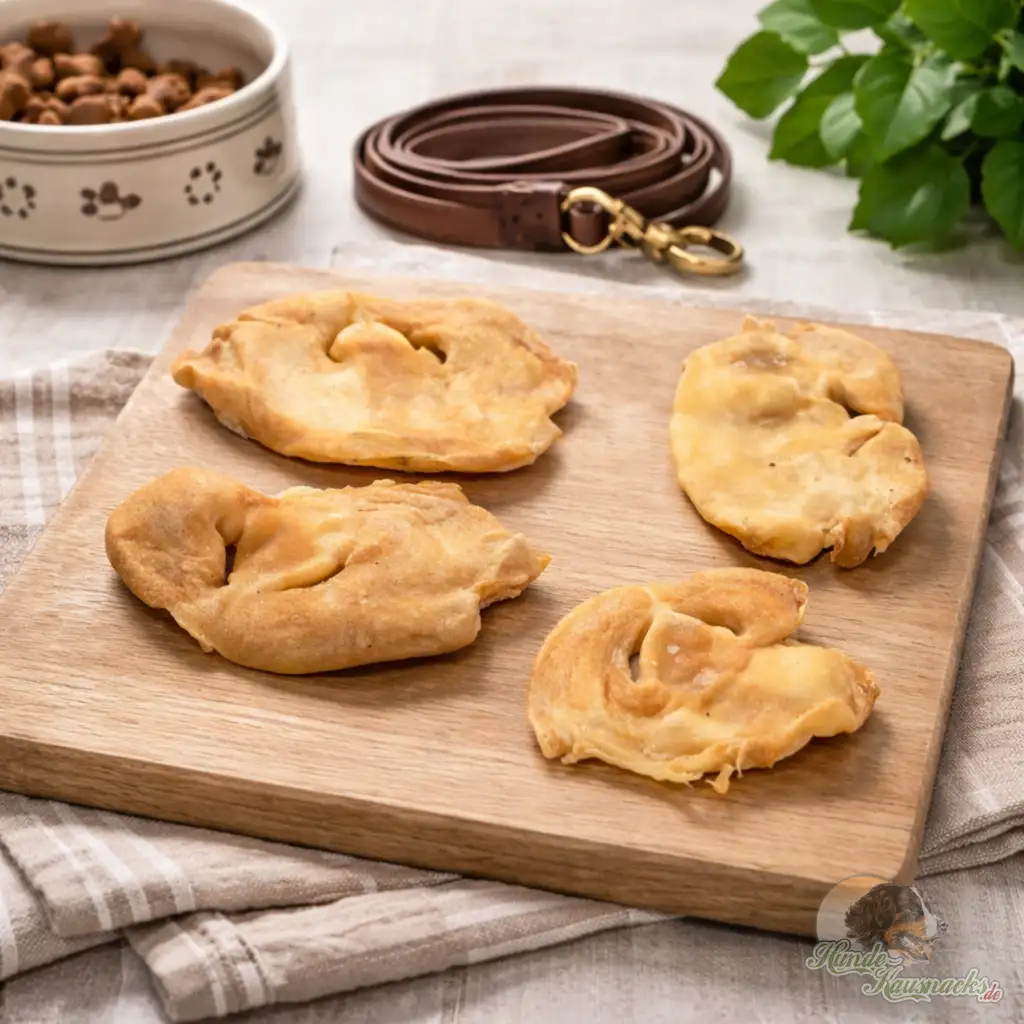 Getrocknete Lammnasen als Kauartikel für Hunde, naturbelassen und gut verträglich