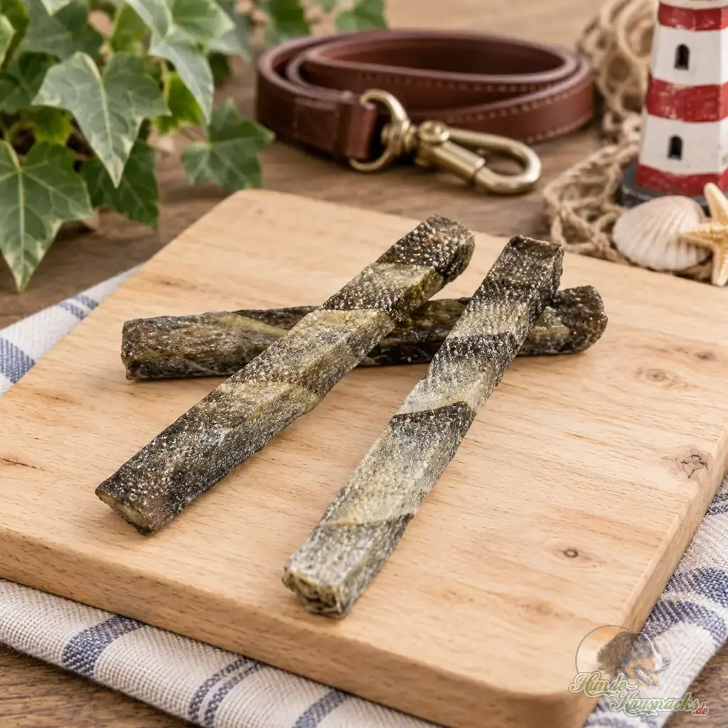 Kabeljauhaut-Kauriegel 20-22cm fettarmer Fischsnack