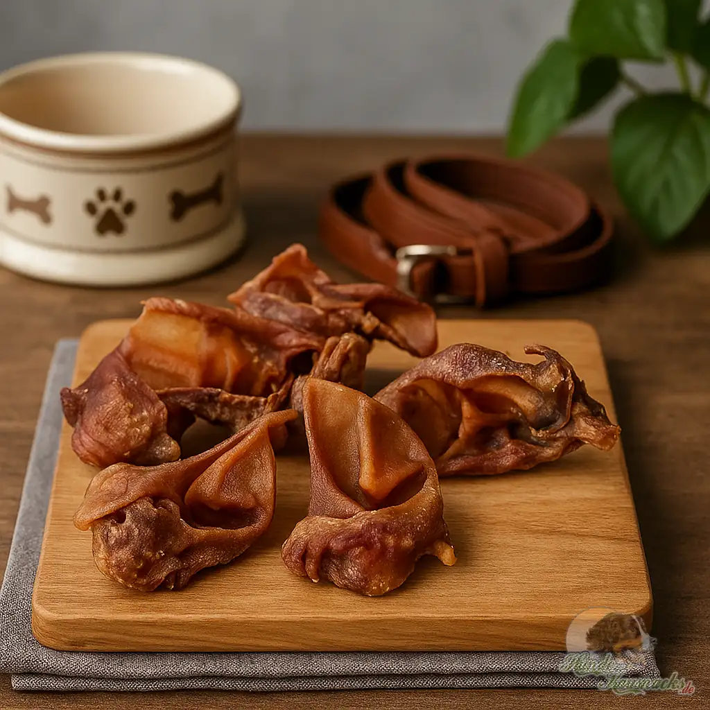 Schweineohrenmuscheln, getrockneter Kausnack für Hunde, naturbelassen und ohne Zusätze.